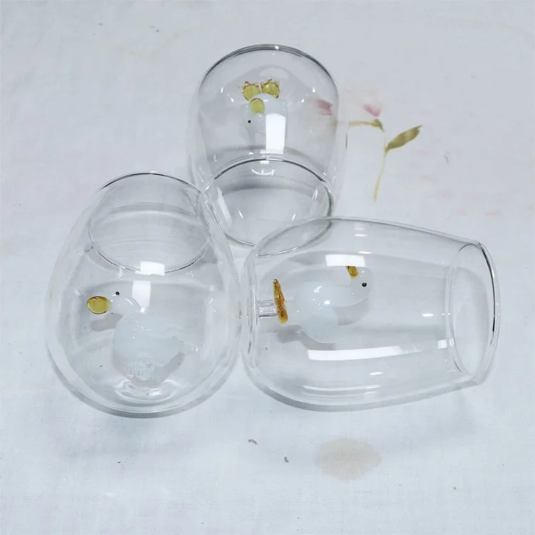 Murano art glass animal figurines High Borosilicate glass Clear beer winebowl Mug Cup Drinking Fruit glass cup without handle