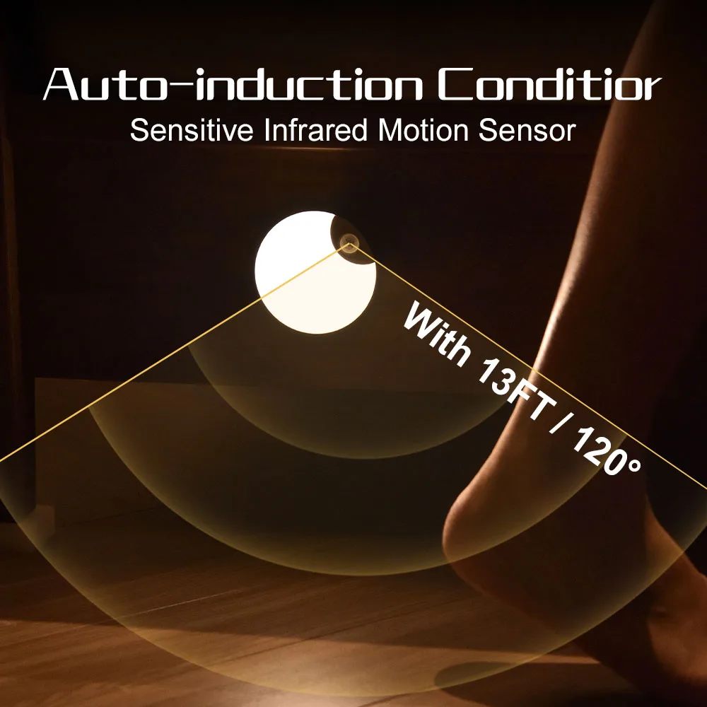 China Factory Magnetic Rechargeable LED Motion Sensor Night Light Indoor Cabinet Motion Detected Lights