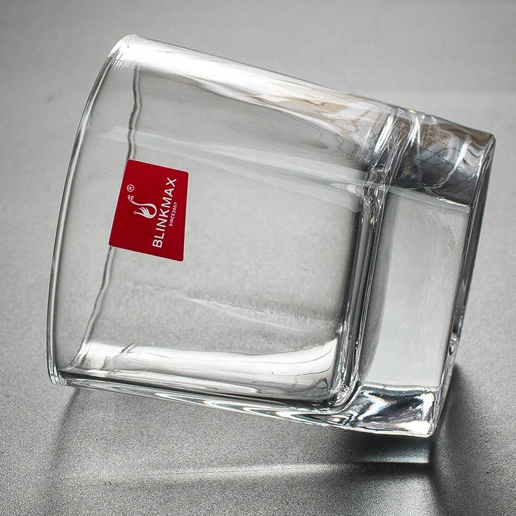 Blinkmax Creative Transparent Square Water Whiskey  Glass Bar Shot Glass Heat-Resistant Hotel Restaurant Use Glass Mug