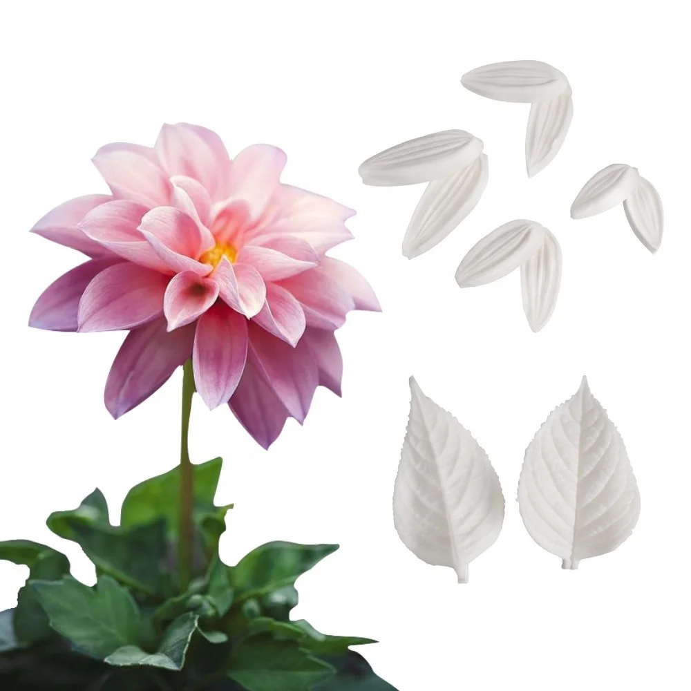 AK Sugarpaste Dahlia Leaf Petal Silicone Veining Molds Veiner Flower Making Tools Set for Decorating Cakes VM127&VM108