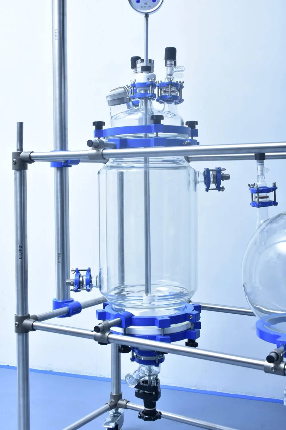 Valuen 50L Agitation Tank Glass Reactor Double Jacketed Glass Reactor Glass crystallization kettle