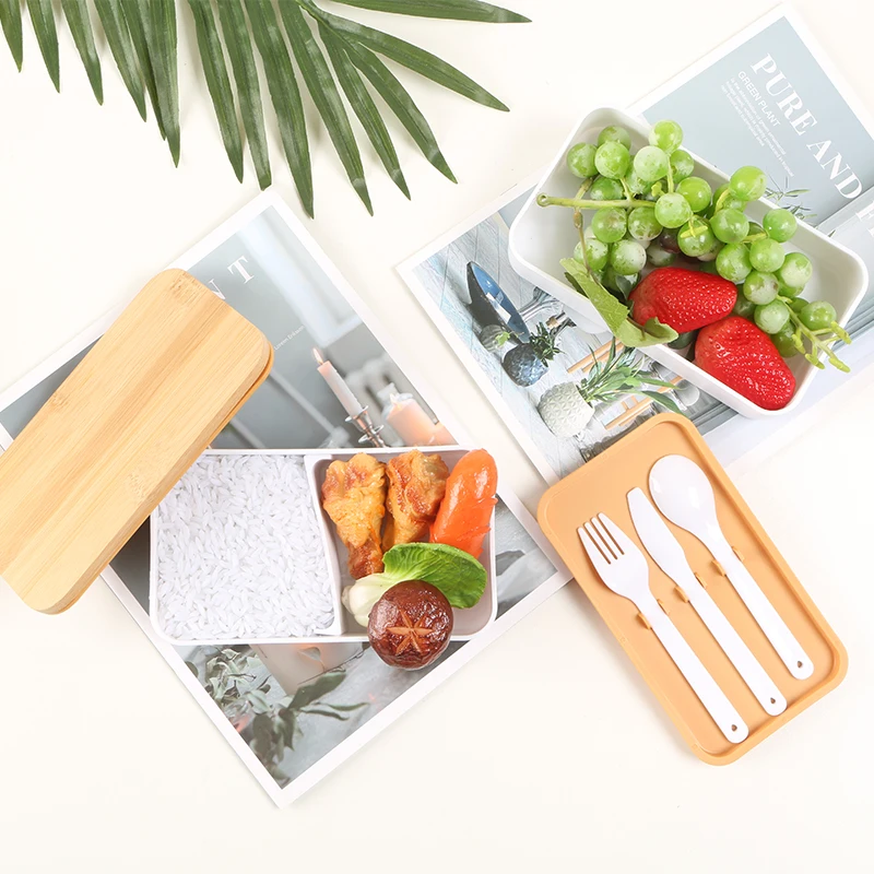 Eco-Friendly double layers big capacity bamboo tiffin bento lunch box For Kids and Adults