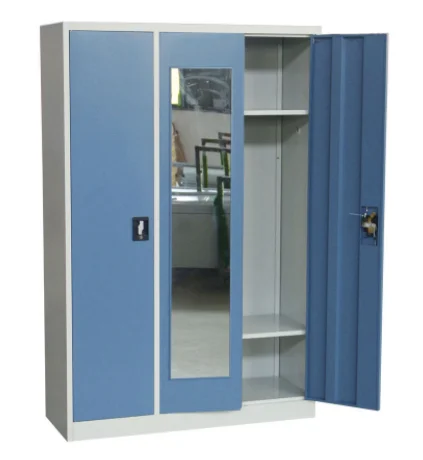 
High Quality Steel 3 Door Closet Wardrobe With Mirror 