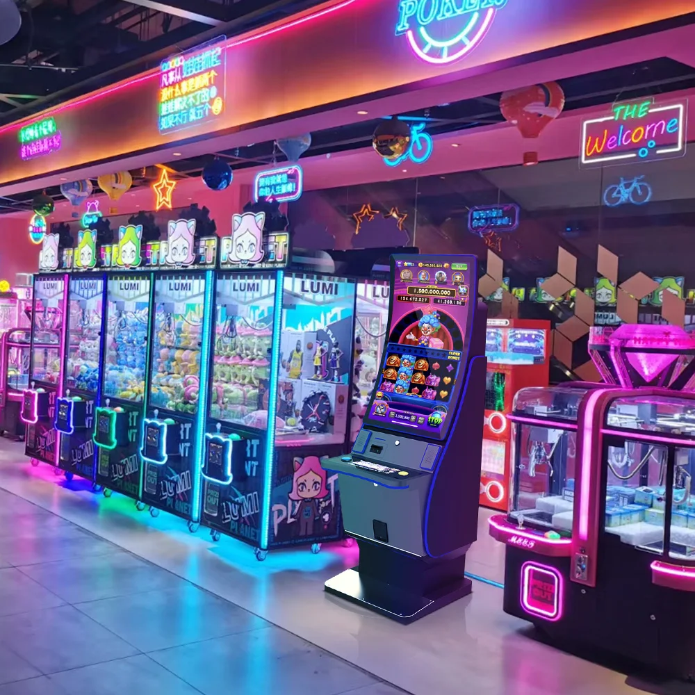 Floor Standing Ultimate Fire Link 8 in 1 Game Machine 43inch Curved Monitor Cabinet with Bill Accepter Ticket Printer