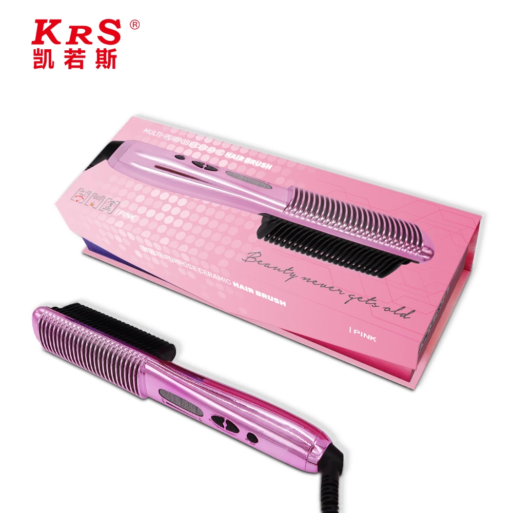 Hot sell Customized Bedazzled heating brush Electric Manufactures Fast Straightener Comb Hair brush