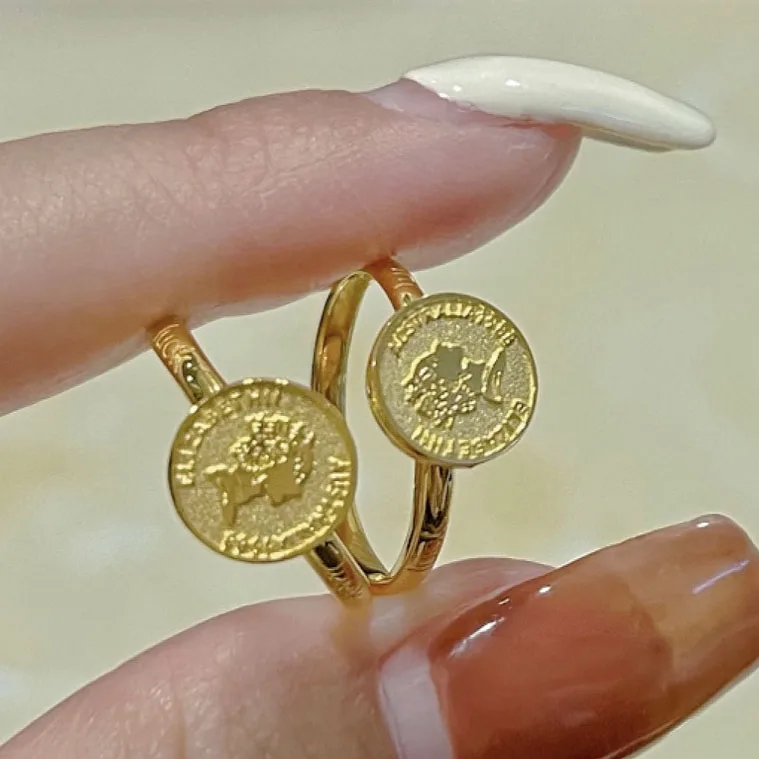 Luxury Fashion Pure 24K Gold Rings Women Ladies Female Bridal Engagement Wedding Ring Jewelry