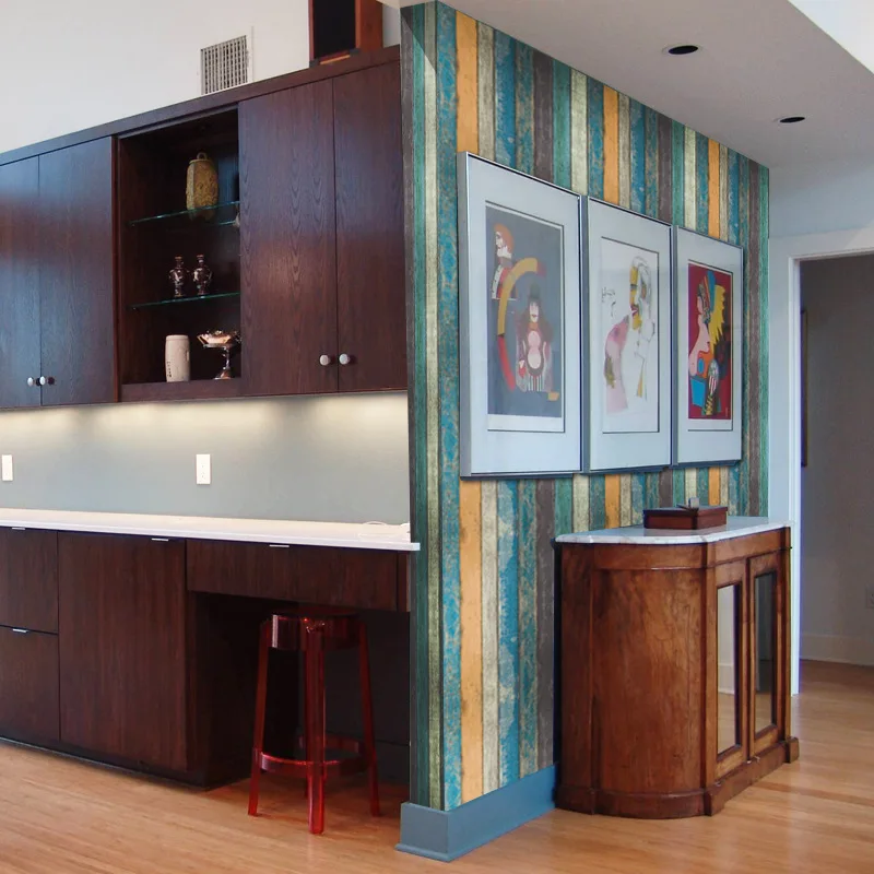 YIYAO Waterproof PVC designs wallpaper retro wood wall paper photo