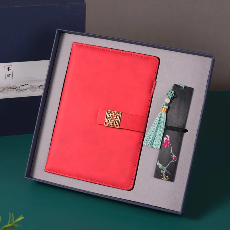 Custom Logo Office Supplies Gift journal notebook Stationery Promotion Sets box bookmark Leather A5 Notebook Business gift set