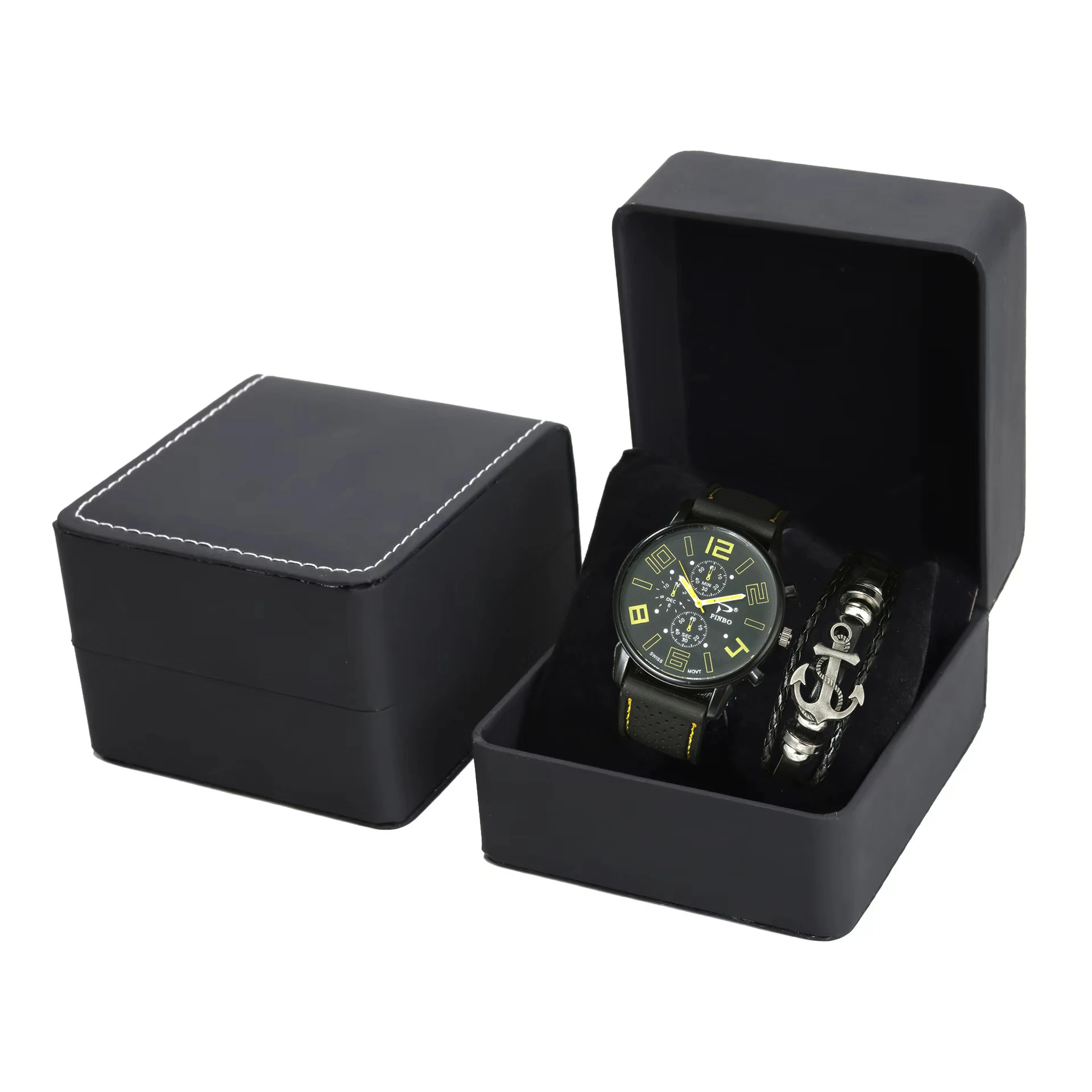 Fashion Quartz Watches Anchor Bracelet Set With Box Sport Business Clock watches for men Reloj Jewelry sets