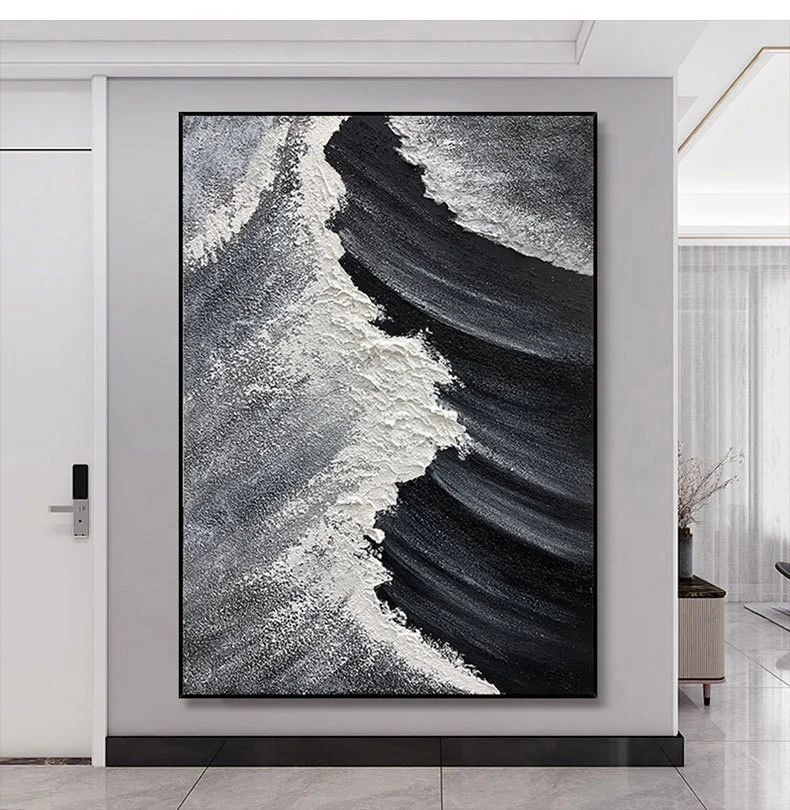 Hand Palette Landscape Painting Abstract Sea Tide 3D Thick Texture Wall Art Decor Relief Artwork Paintings On Canvas