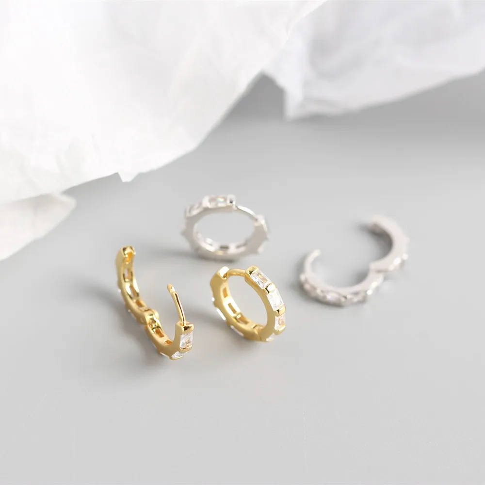 High quality rectangular zircon stirling silver women earrings 925 sterling manufacturing orecchini donna gioielli in argento