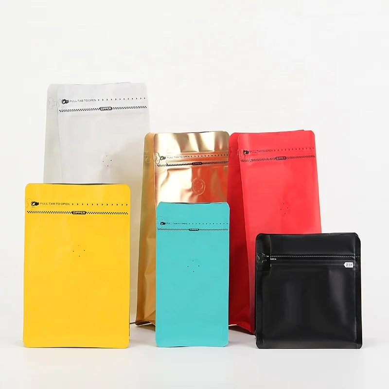 Wholesale Freestanding Roasted Stand Up Zipper Foil Coffee Bag With Valve