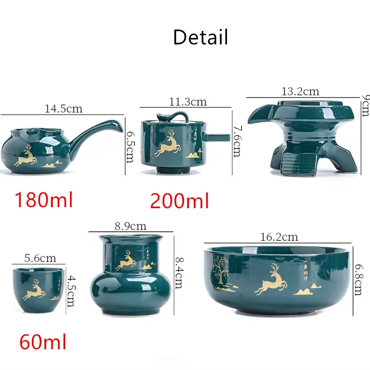 Harmony Chinese Kungfu Luxury Style Antique Design Automatic Wisteria Floral Ceramic Tea Pot Set Luxury