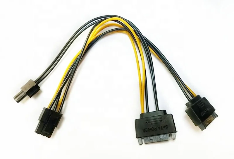  Двойной 15 Pin SATA штекерным PCIe 8 Pin(6 + 2) Мужской адаптер питания кабель высокого качества 18AWG провод для графической
