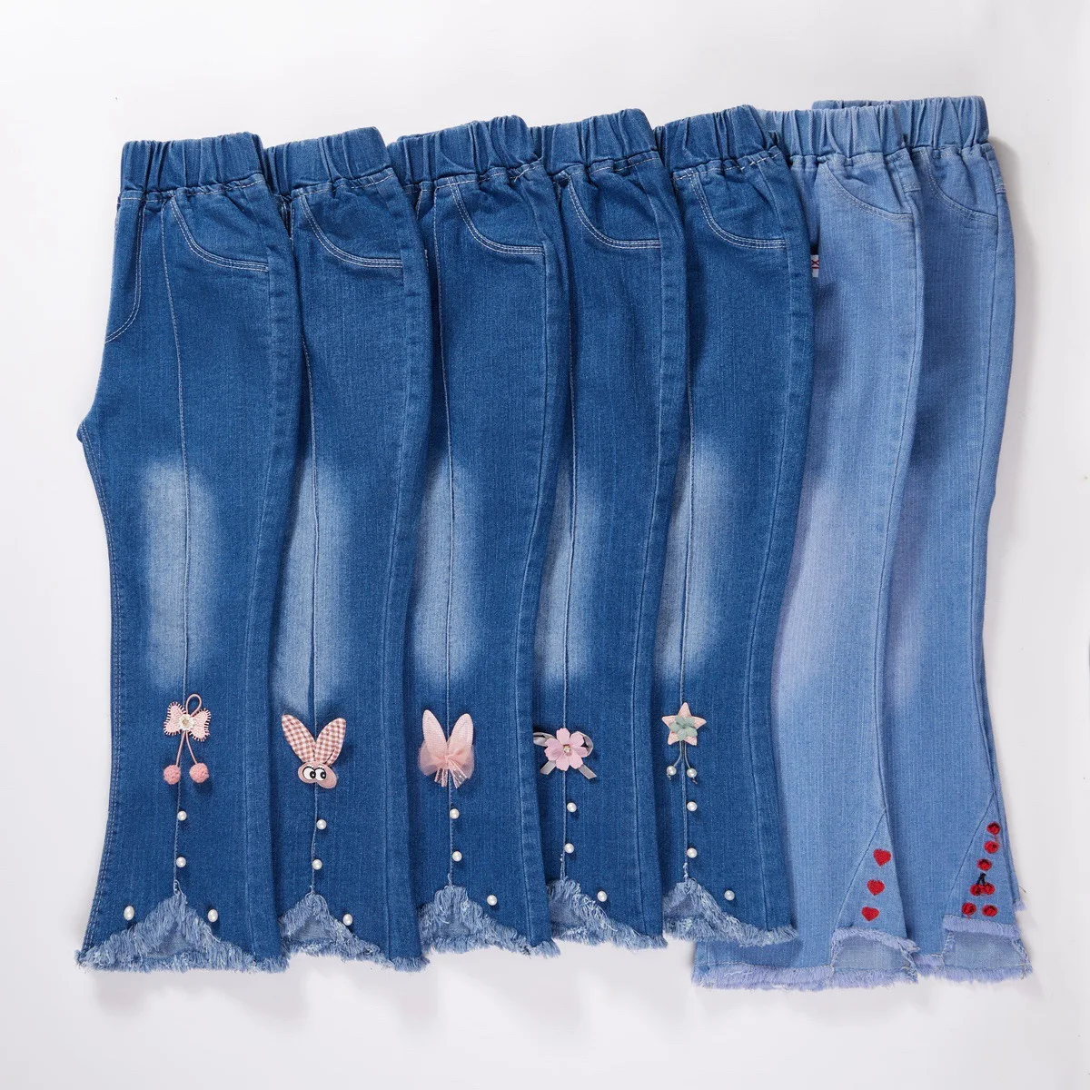 Factory New Girls Jeans Spring Autumn Pants Kids Denim Jeans with OEM Service Bell Bottom Pants for Ladies