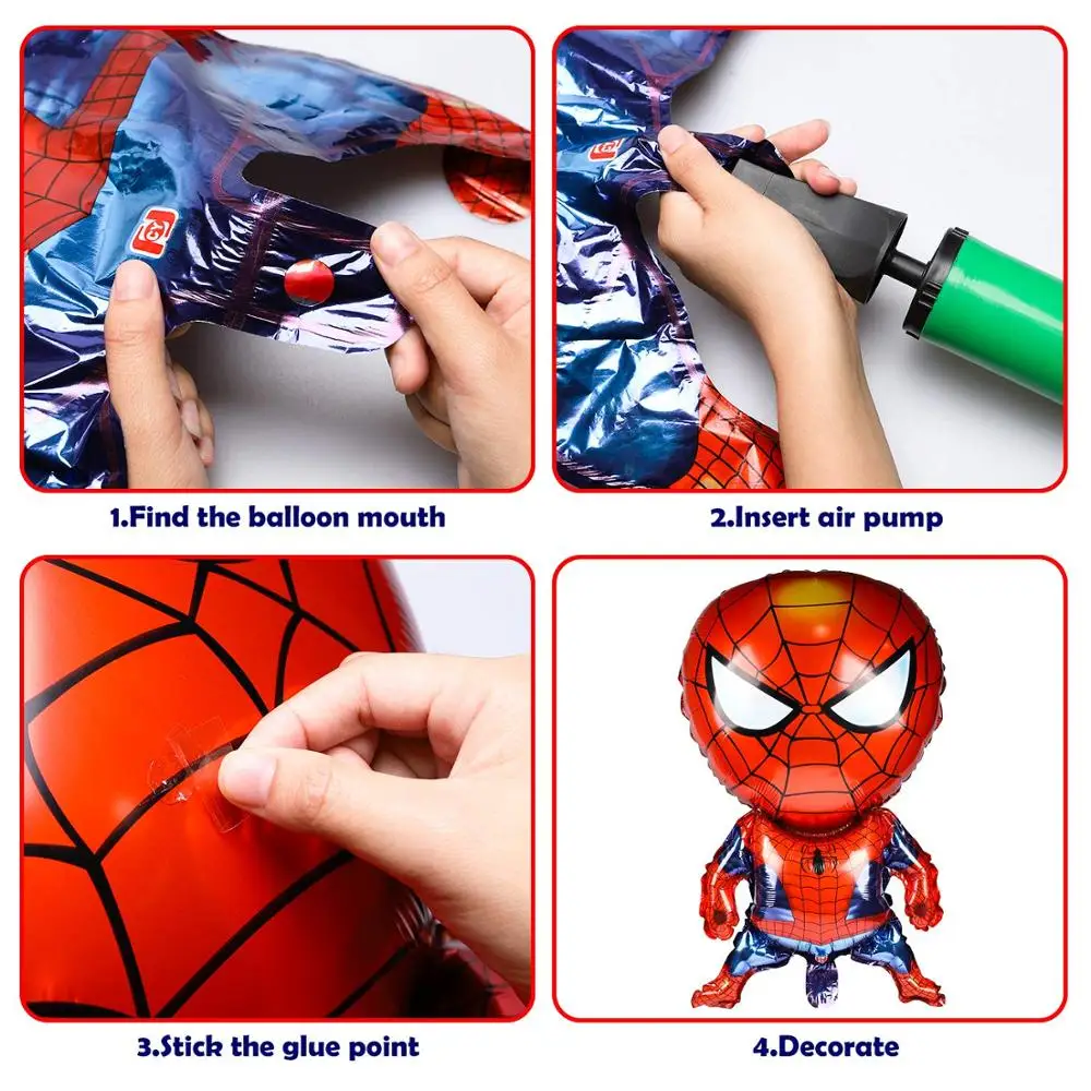 Wholesale Superhero Blue Star Balloons Sets Happy Birthday Cartoon Anime Spiderman Theme Party Favor Decorations Kit for Kids