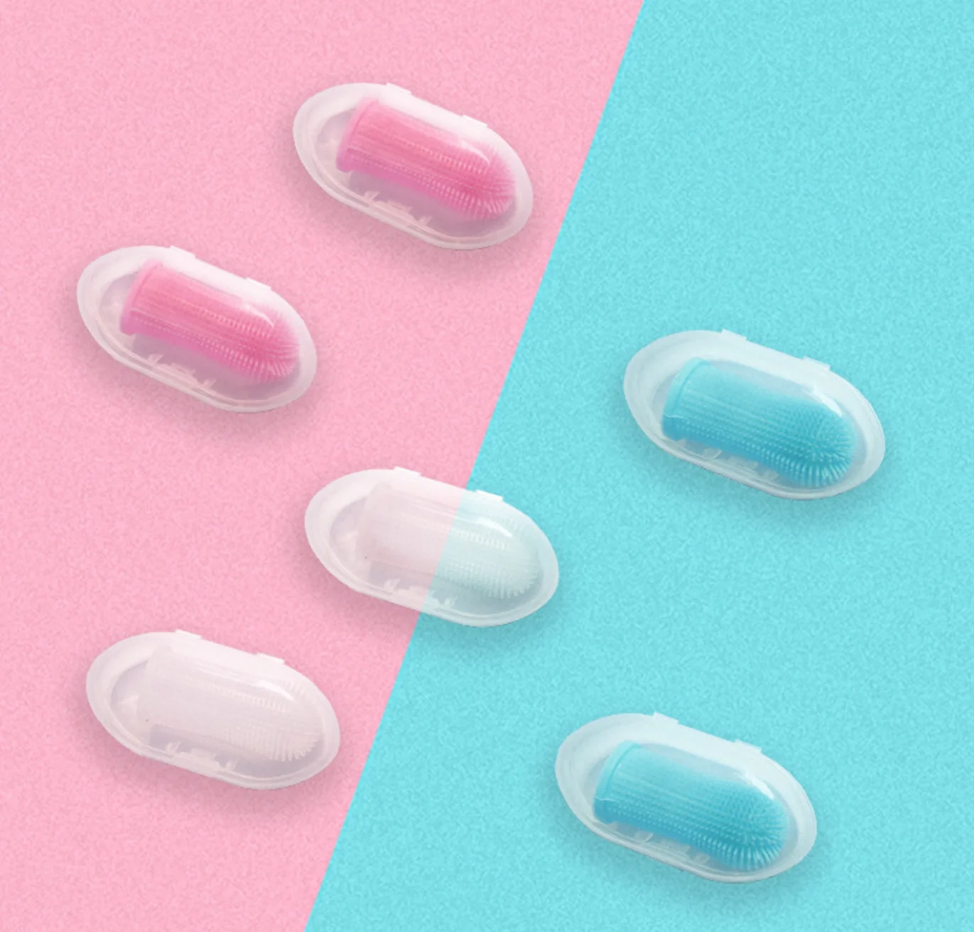 2021 New Amazon 360 Degrees Surround Brush Full Bristles Teeth Cleaning Fingerbrush Silicone Toothbrush For Dogs And Cats