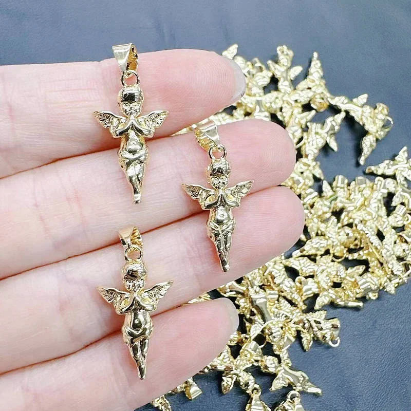 CH-JDP0591 Beautiful Plated Copper Pendant Cute Angel Wings Shape Charm Fashion Plating CZ Charm Jewelry Accessories Wholesale