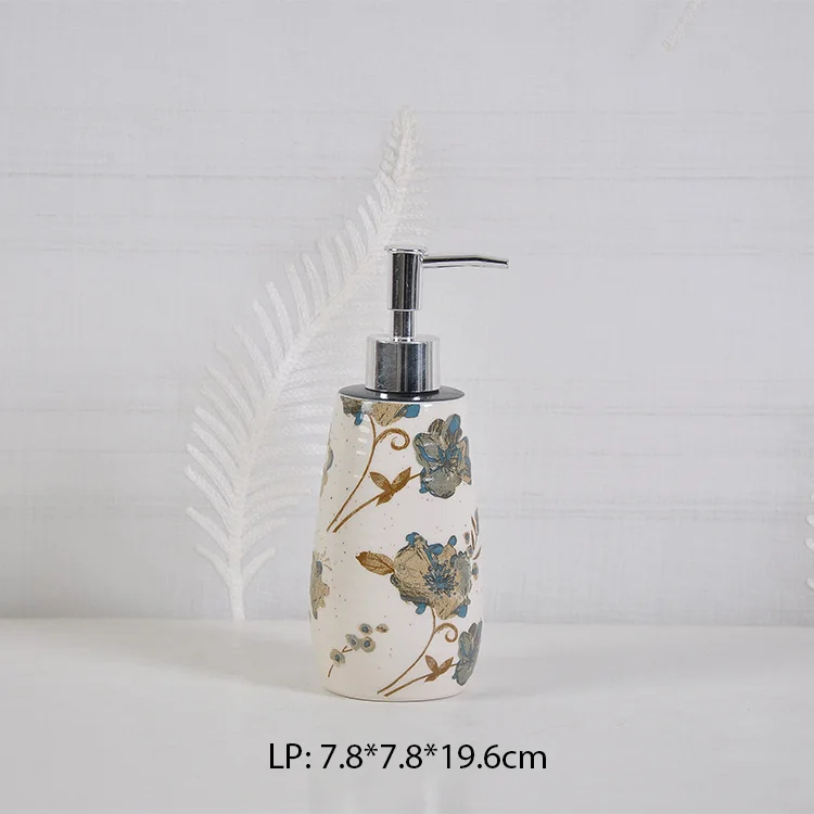Wholesale Modern Design Customize Flower Bathroom Concise Style Accessories Set Ceramic Bathroom Set