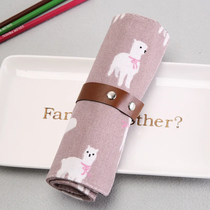 Fashion shutter pencil case canvas student pencil stationery box