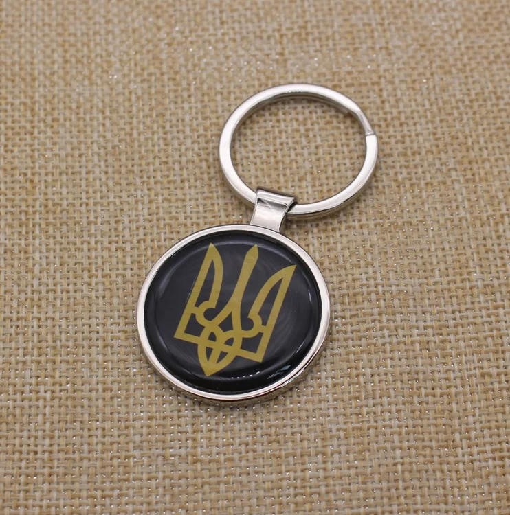 Bulk in Stock Blank Round Metal Keychain Silver Keyring with Custom Epoxy Sticker