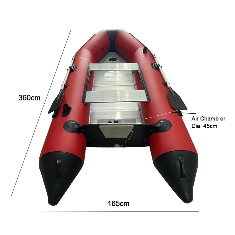 Solar Marine 6 Person Inflatable Assault Boat 11.8ft PVC Aluminum Floor  Speed Kayak High Thread Strength Canoe For scuba diving