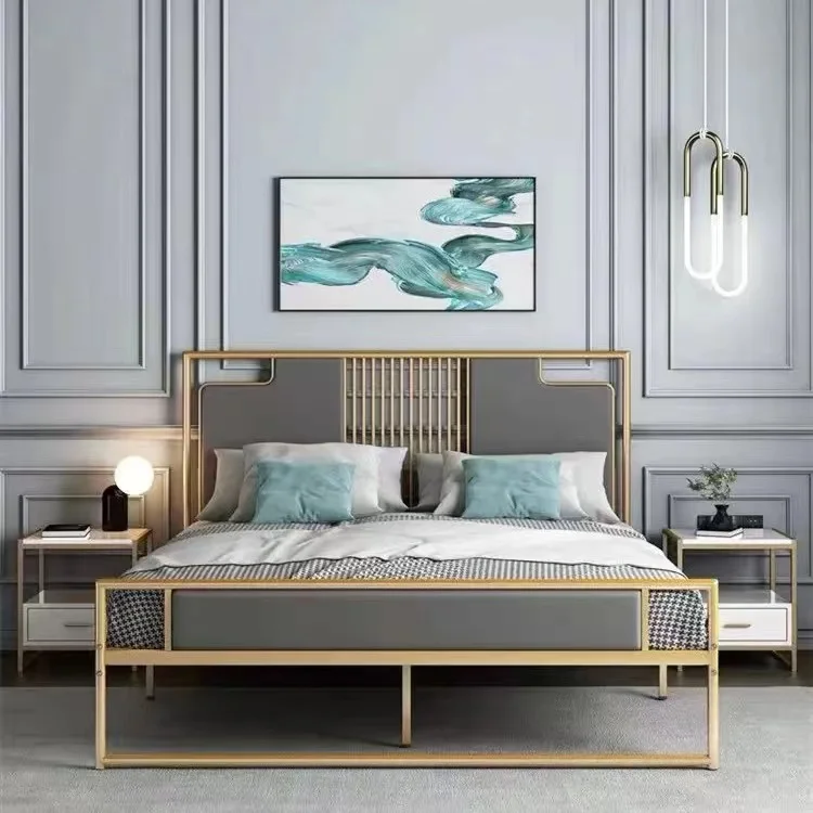 White Queen Bed Factory direct sale fashion product home furniture bedroom single and double hotel metal bed