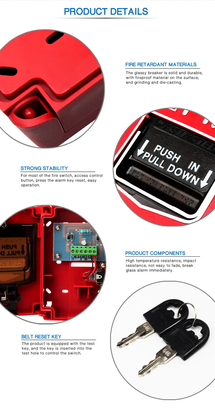 Fire Alarm Conventional Dual Action Manual Call Point Wired Emergency Pull Station