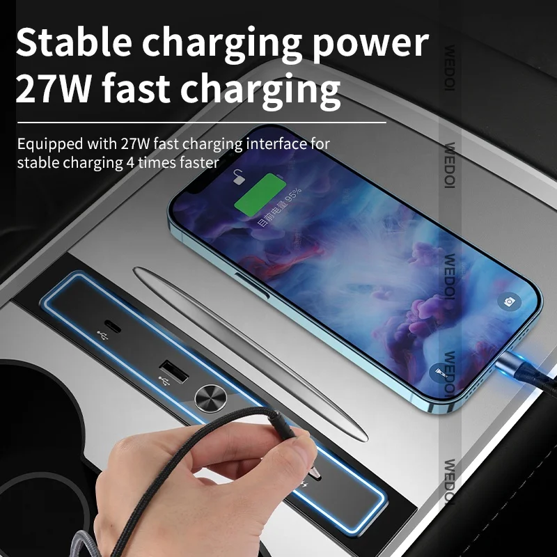 car accessories 27W Quick Charging usb c hubs Multiport Docking Station For tesla Model 3 Y usb charging hub