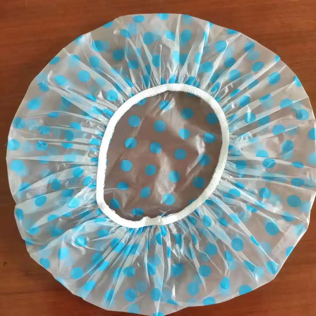 cheap hot selling Waterproof plastic PEVA point shower cap