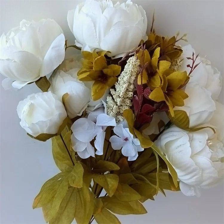 Wholesale G-2135 Artificial 13 Heads Silk Peony Flowers Bouquet For Home Wedding Decoration