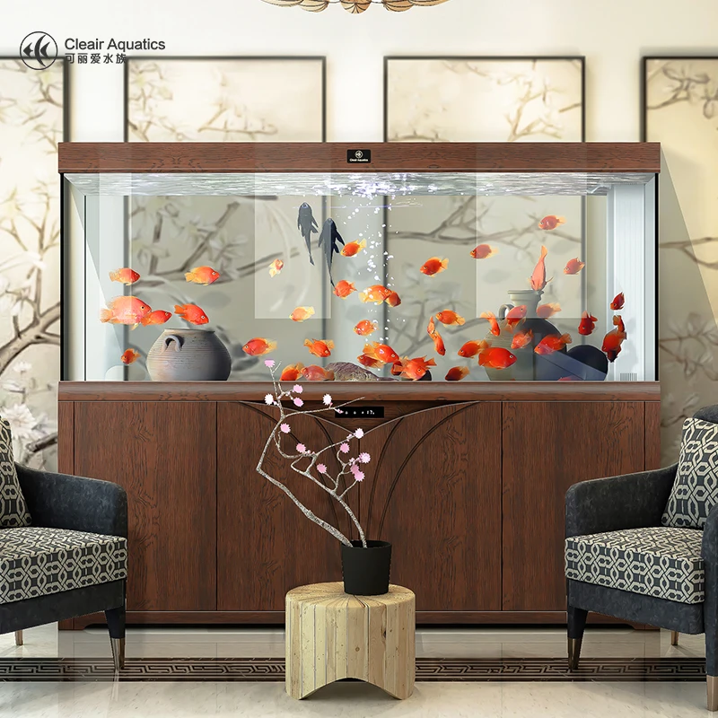 Factory Supply Wood Grain Color With Morden Design Cleair Fish Aquarium  EBD Series