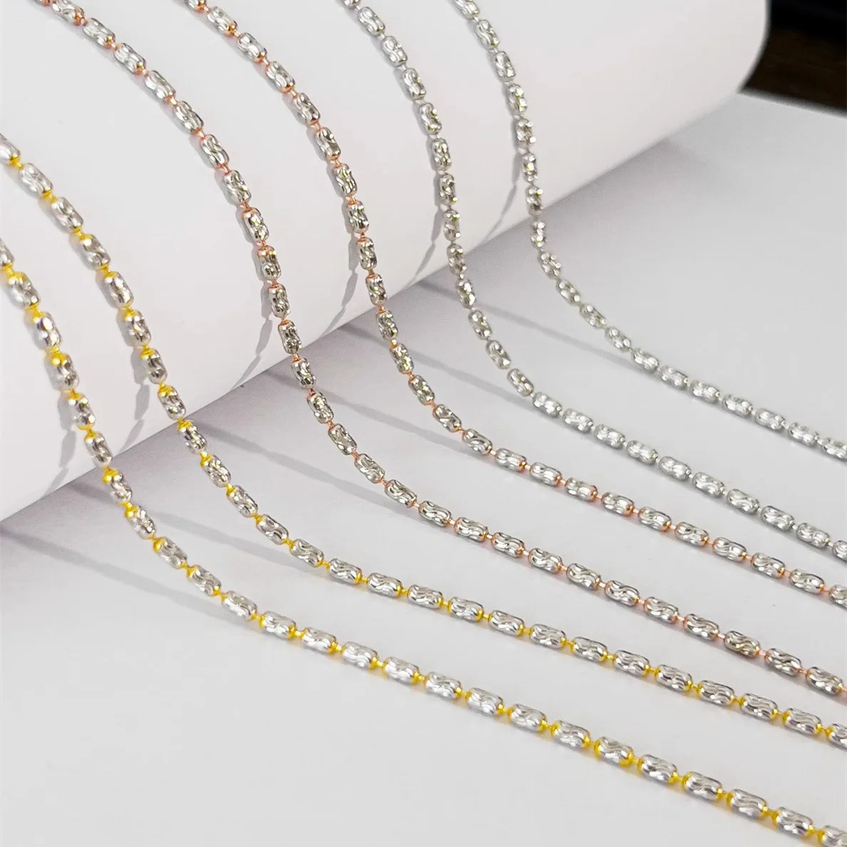 fine jewelry 925 sterling silver olive bead chain necklace luxury sparkling adjustable Y shape versatile chain necklace