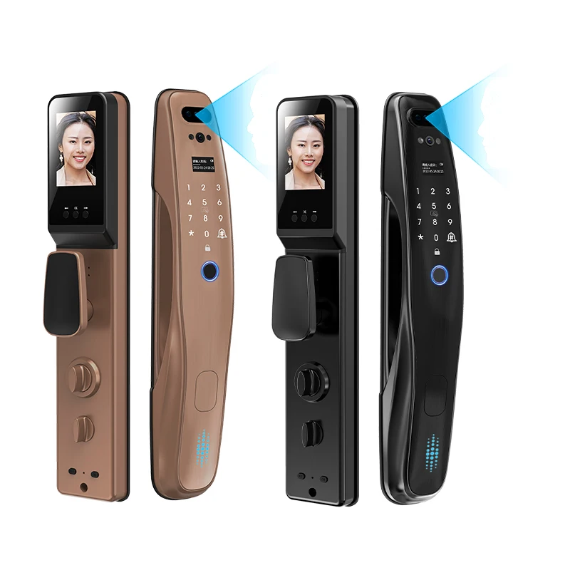 Fingerprint 3d face recognition real time intercom digital wifi tuya door lock digital lock with Camera