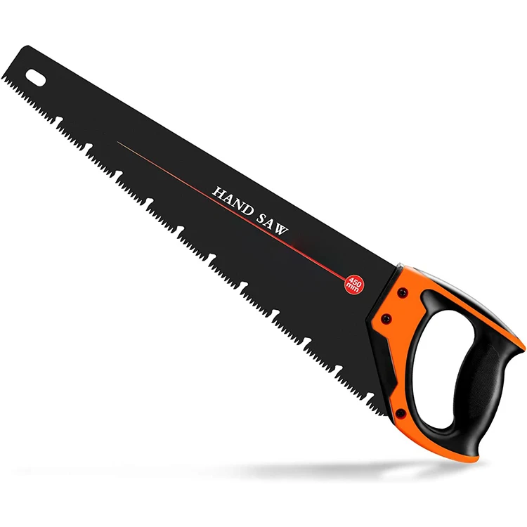 Isunpro 18 inch fast cutting hand saw, wood saw with chip removal device Ergonomic design rubber handle saw