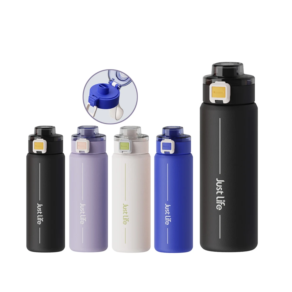 Beauchy New 316 Stainless Steel Double Wall Vacuum Insulated Cup Bouncing Water Bottle With Straw