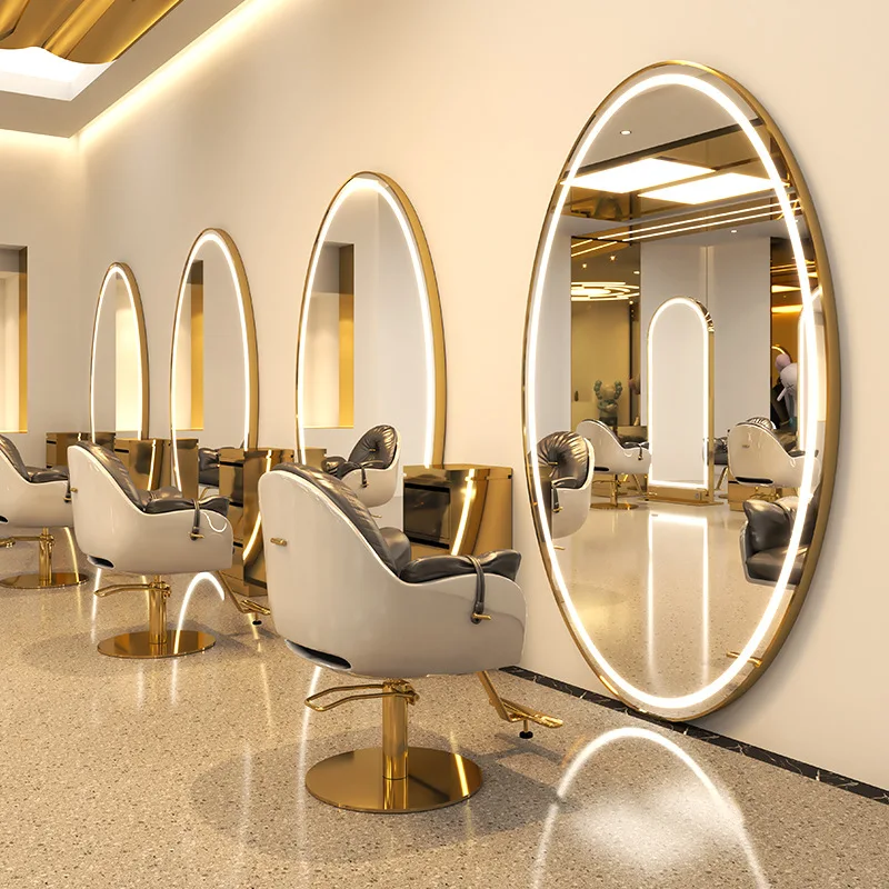 Modern Commercial Furniture Single Sided Barber Shop Mirror Station for Hair Salon
