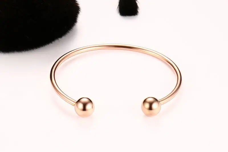 Wholesale High Polishing Stainless Steel Wire Open Cuff Bangle Screw Steel Beads Bangle Jewelry