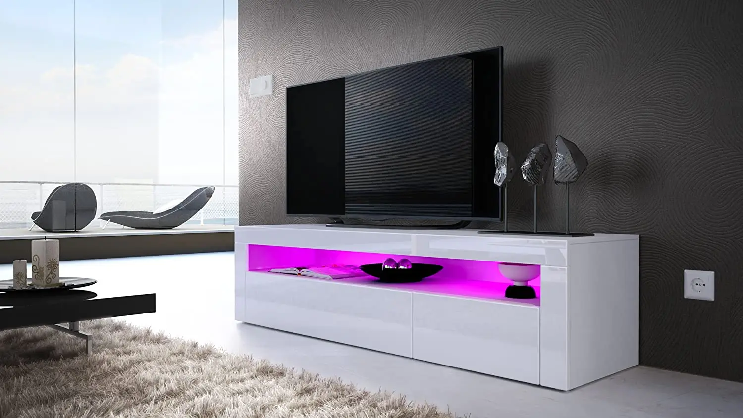 high glossy led light colorful TV Stand  Living Convertible  mail box Packing Room Modern TV cabinet
