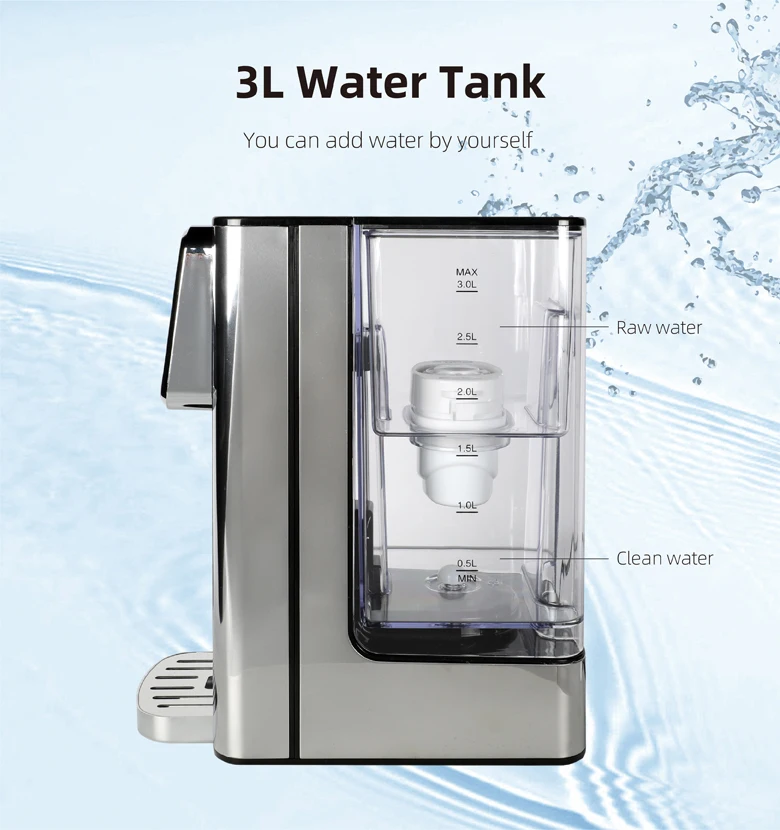 Stainless steel electric tabletop hot and warm drinking household ultrafiltration UF water purifier