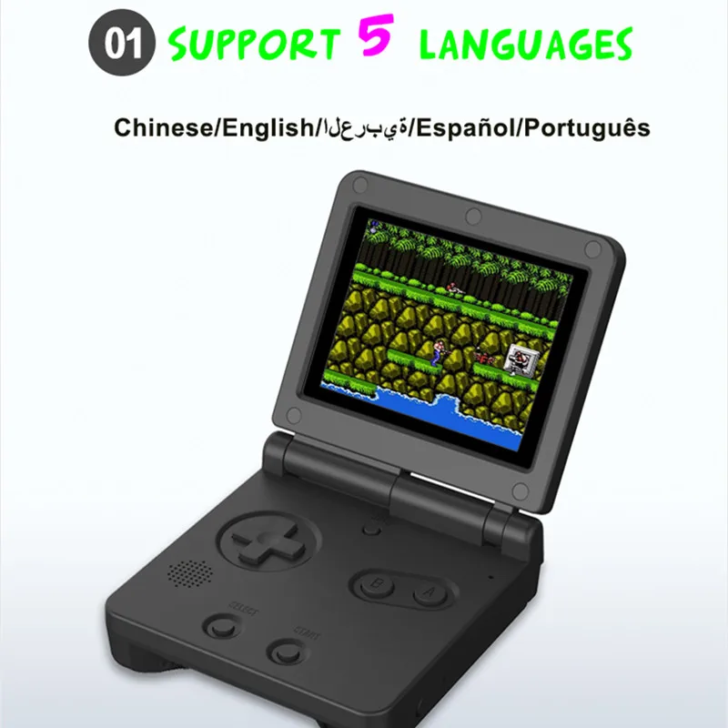 Sell like hot cakes Handheld game console flip GB FC game console 500 in 1 support five languages
