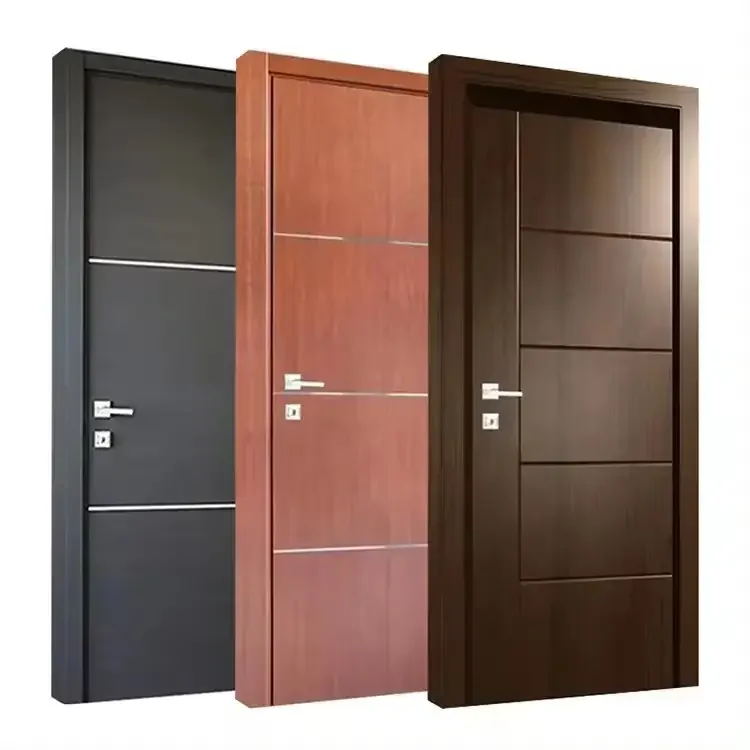 China Supplier Wholesale Interior Exterior Door Cheap WPC Solid Wooden Home Doors for House Room