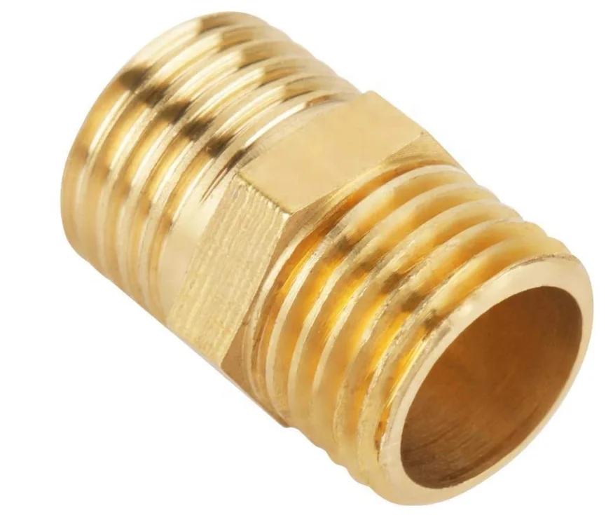 1/4 BSP to 1/4 BSP External Thread Brass Pipe Hex Nipple Fitting Quick Adapter