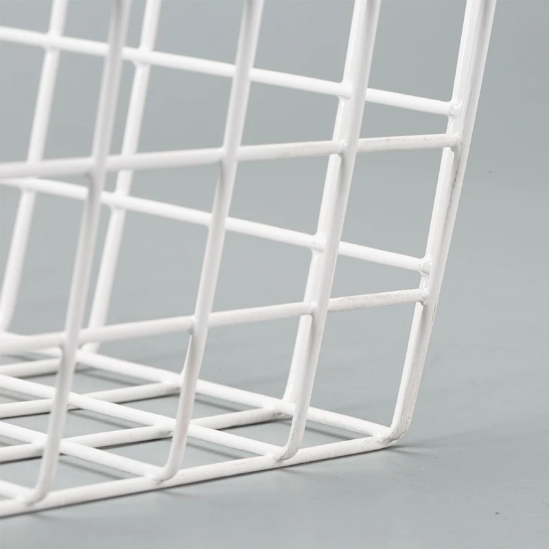 Square White household Metal Basket with handle for sundries