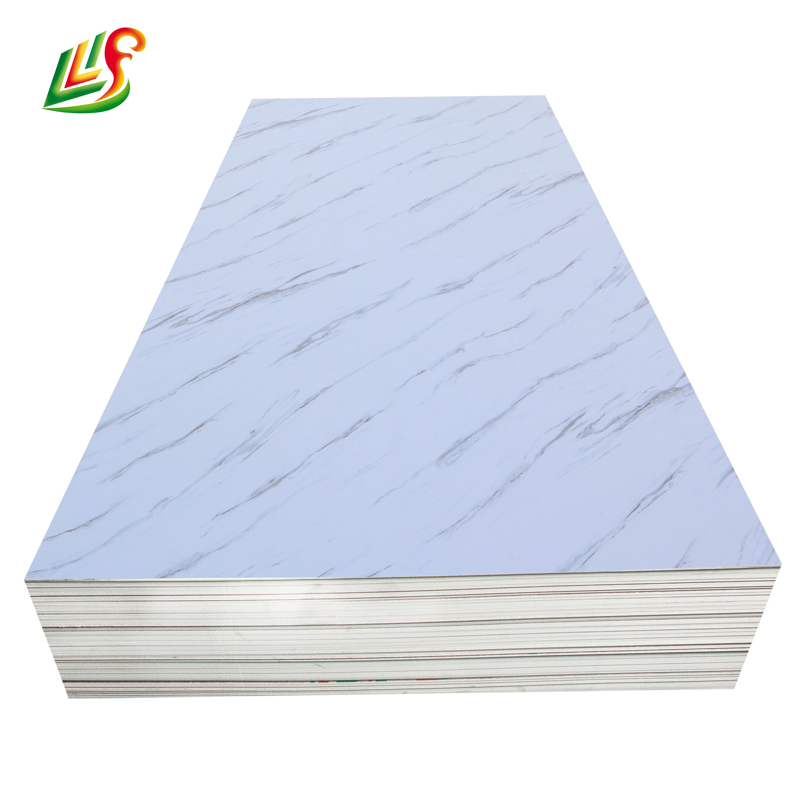 Luxury high glossy decorative faux marble plastic sheet decoration pvc wall panel