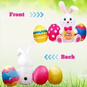 Factory Customization Inflatable Easter Bunny With Colorful Eggs Decorations Outdoor Lawn Inflatable Easter Decorations