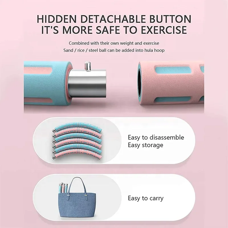 Adult Fitness Equipment Stainless Steel Foam Detachable Hoola Hoops Weighted Body Building wholesale Hula hoops