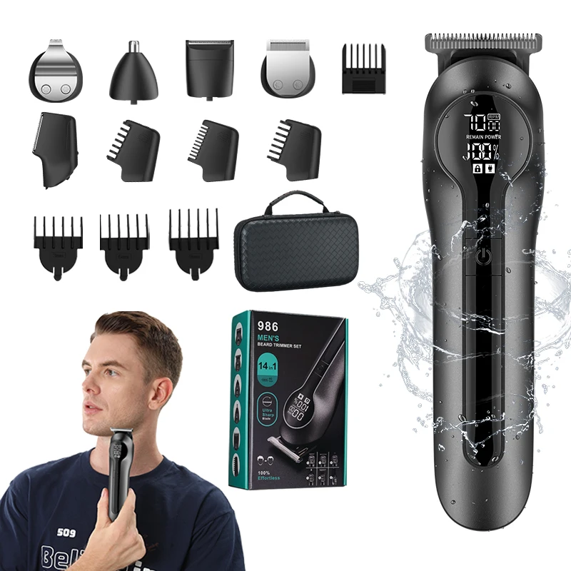 986 New 6-in-1 Electric Hair Trimmer 7000RPM Multifunctional Portable Rechargeable Razor Nose Hair Body Trimmer for Men Barber