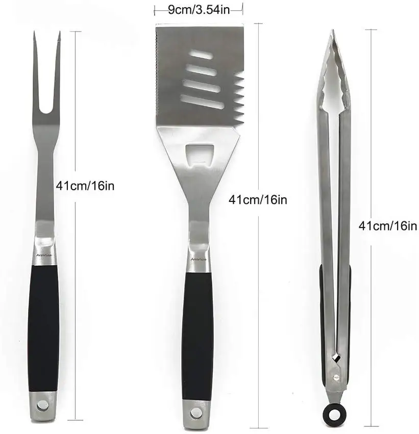 Barbecue Utensils Grilling Accessories 3 Pack Heavy Duty Stainless Steel Premium BBQ Tool kit