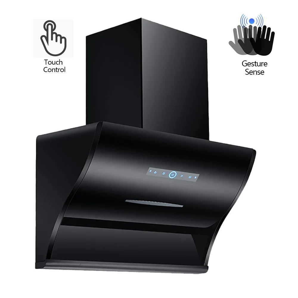 Saving Energy 220v 180w Smart Smoke Extractor Hood Touch Switch Chimney Hood with LED Light 90cm Range Hood